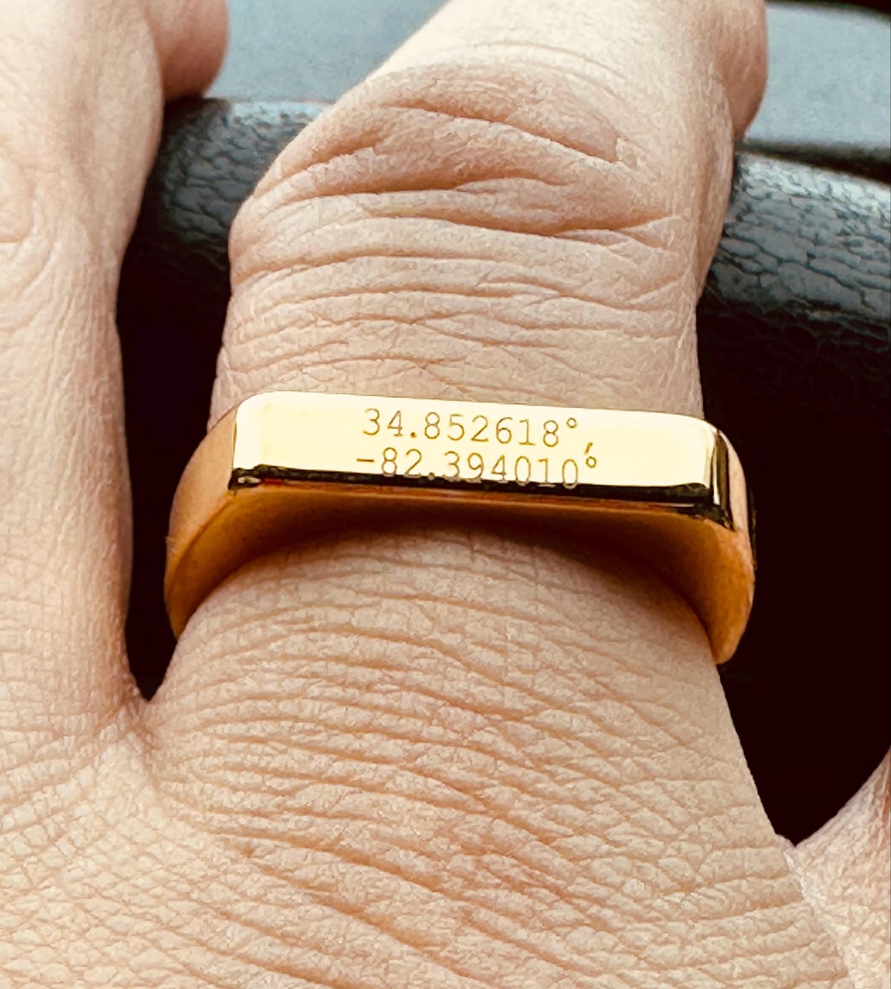 Customer photo review of Personalised Gold Signet Ring