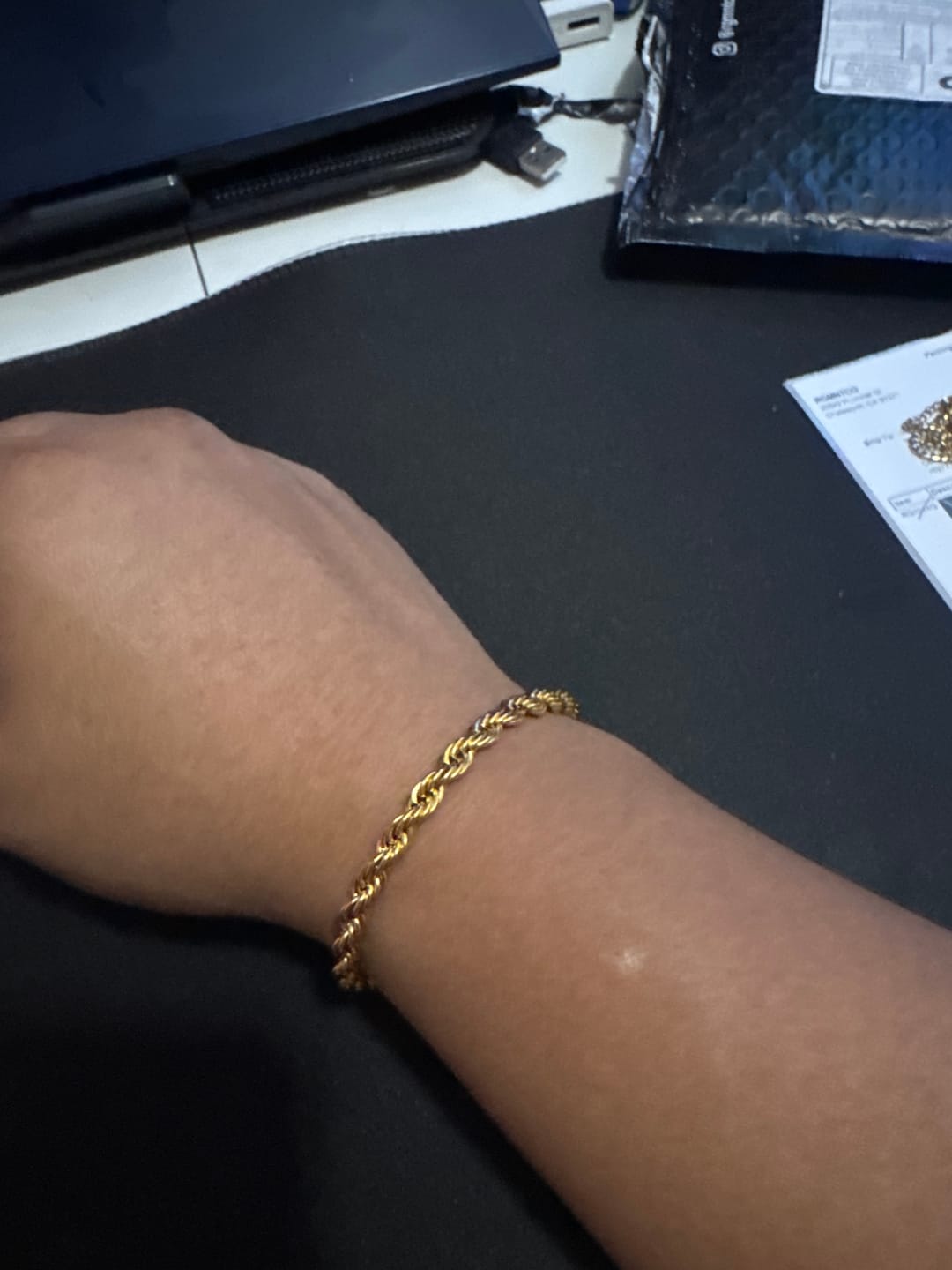 Customer photo review of Cuban 8mm + Rope 5mm Bracelet Stack - Gold RG320+RG322