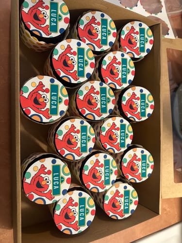 Customer photo review of 12 x 6.35 cm Round Standard Cookie Edible Icing Images