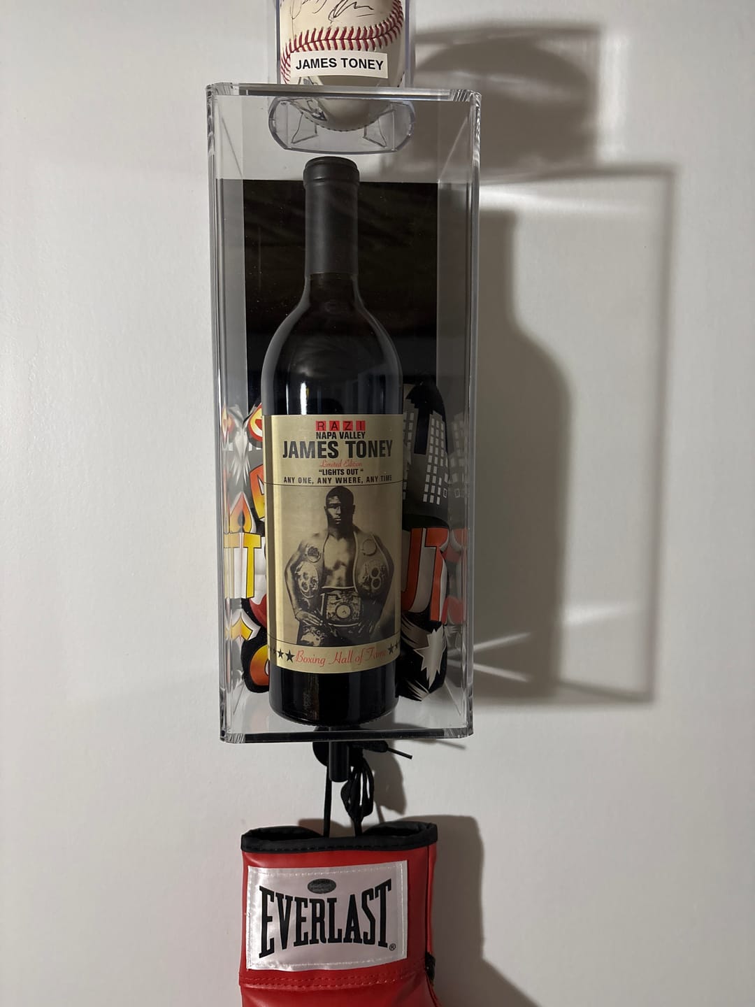Customer photo review of Acrylic Wine Bottle Display Case – Better Display Cases (A017, A078 & A120)