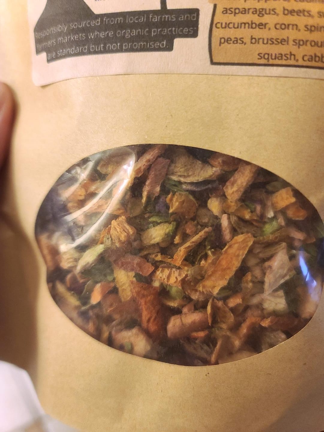 Customer photo review of Bird Bites Freeze Dried Chop - Totally Veggies - No Fruit