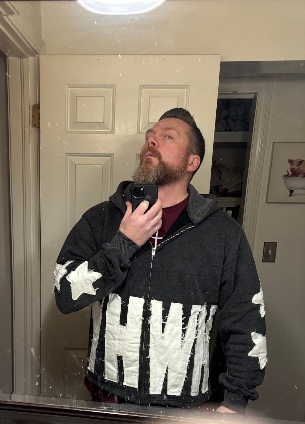 Customer photo review of Distressed YHWH Star Zip Up