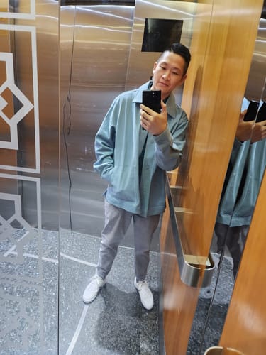 Customer photo review of Twill Work Jacket - Ocean Blue