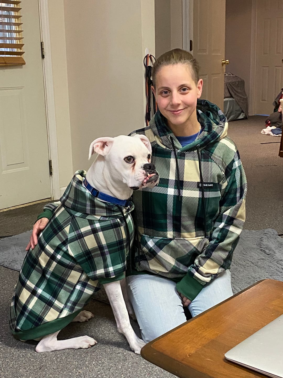 Customer photo review of Green Plaid Human Hoodie
