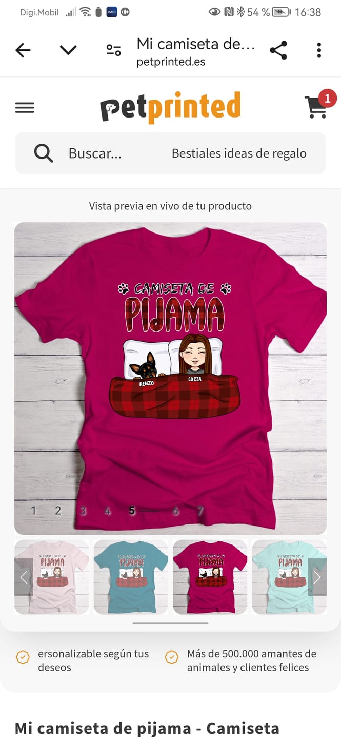 Customer photo review of Mi camiseta de pijama - Camiseta personalizada