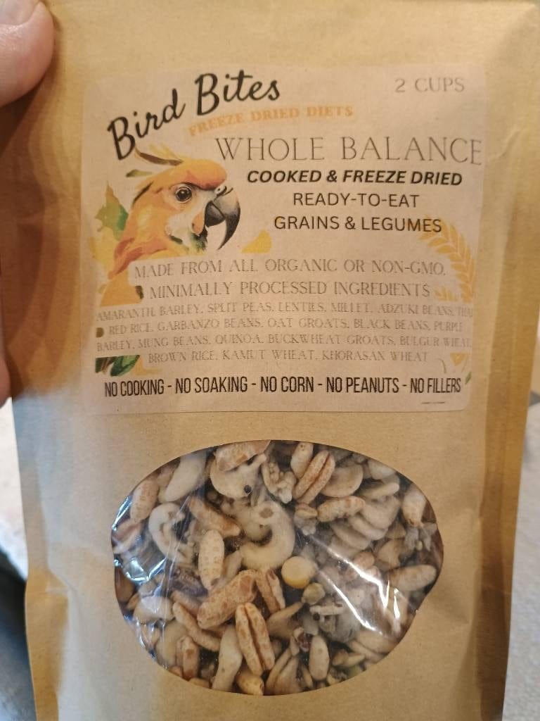Customer photo review of Whole Balance by Bird Bites - Cooked & Freeze Dried Grains & Legumes