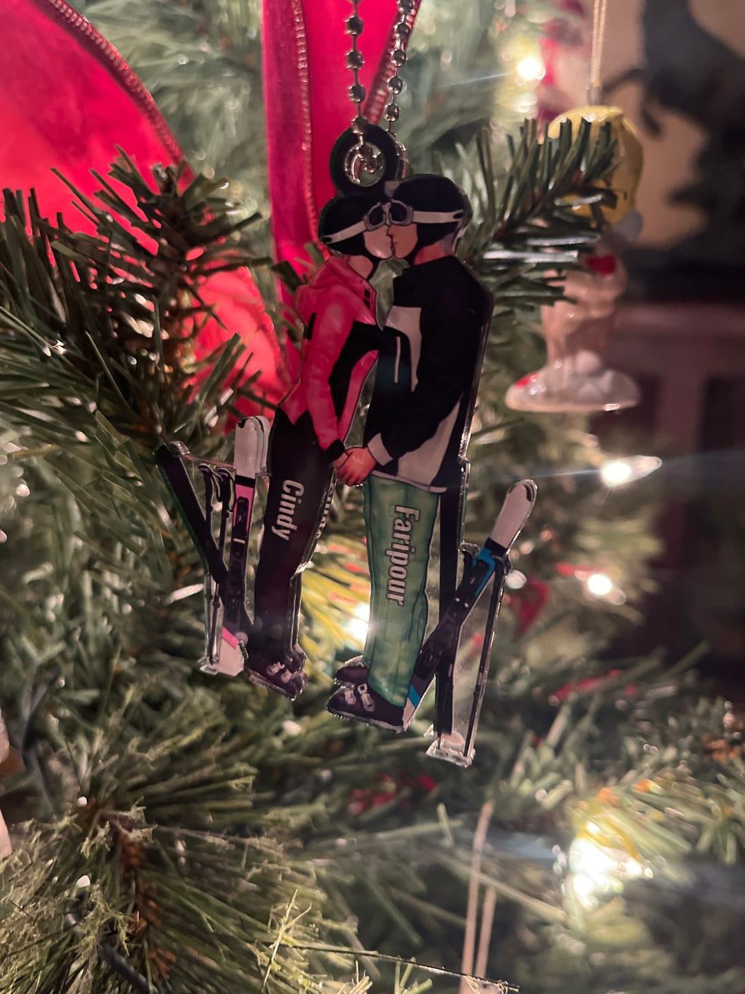 Customer photo review of Skiing Partners For Life - Personalized Gifts Skiing Ornament For Couples, Skiing Loves