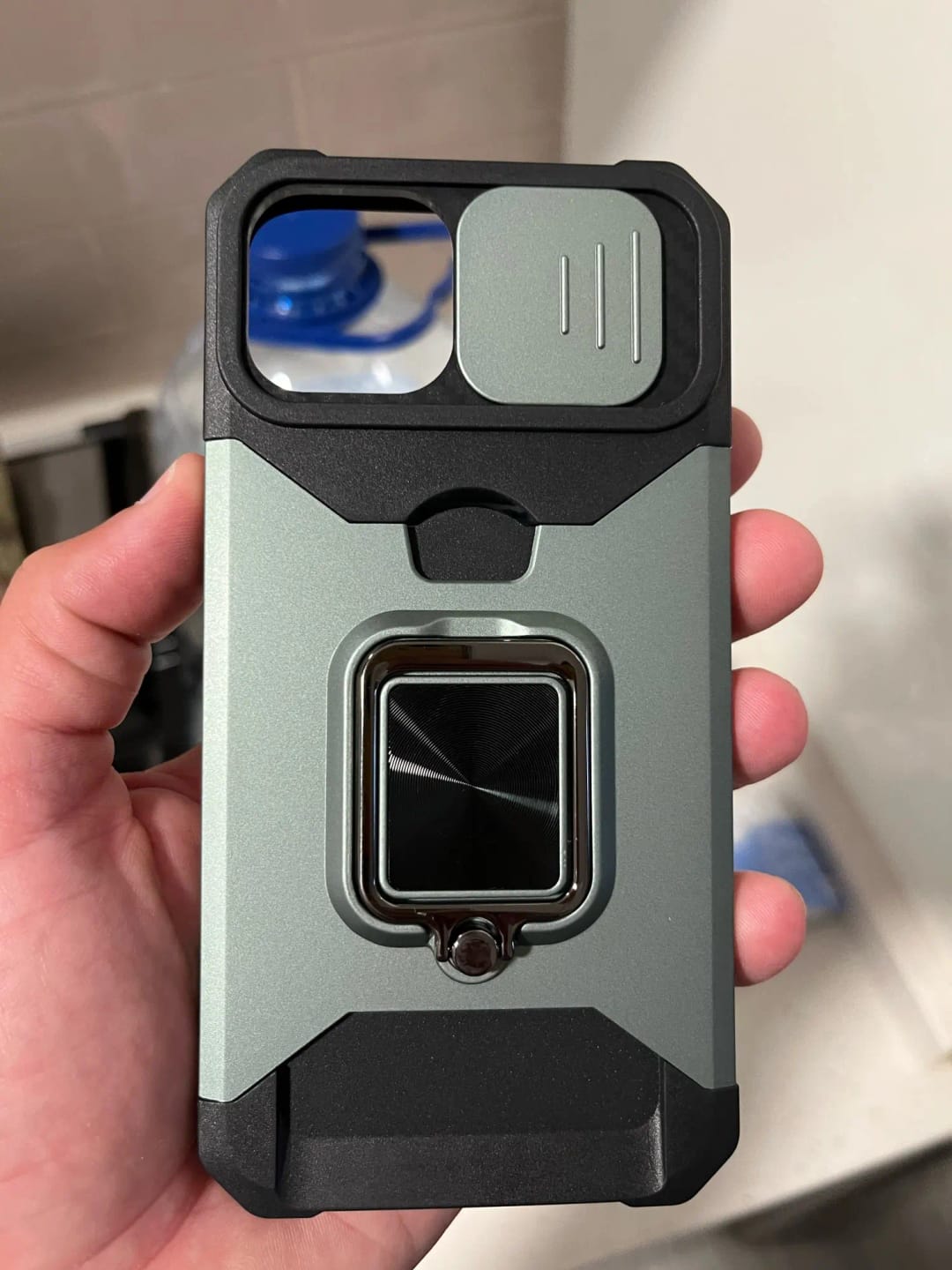 Customer photo review of LuxuryKase LK177 Camera Slide Protection Card Holder Heavy Protective Ring Magnetic Kickstand Armor Case Cover For iPhone 13 14 15 Plus Pro Max