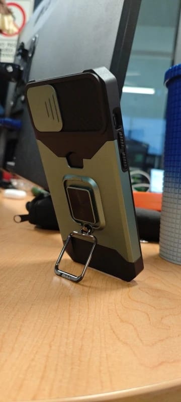 Customer photo review of LuxuryKase LK177 Camera Slide Protection Card Holder Heavy Protective Ring Magnetic Kickstand Armor Case Cover For iPhone 13 14 15 Plus Pro Max