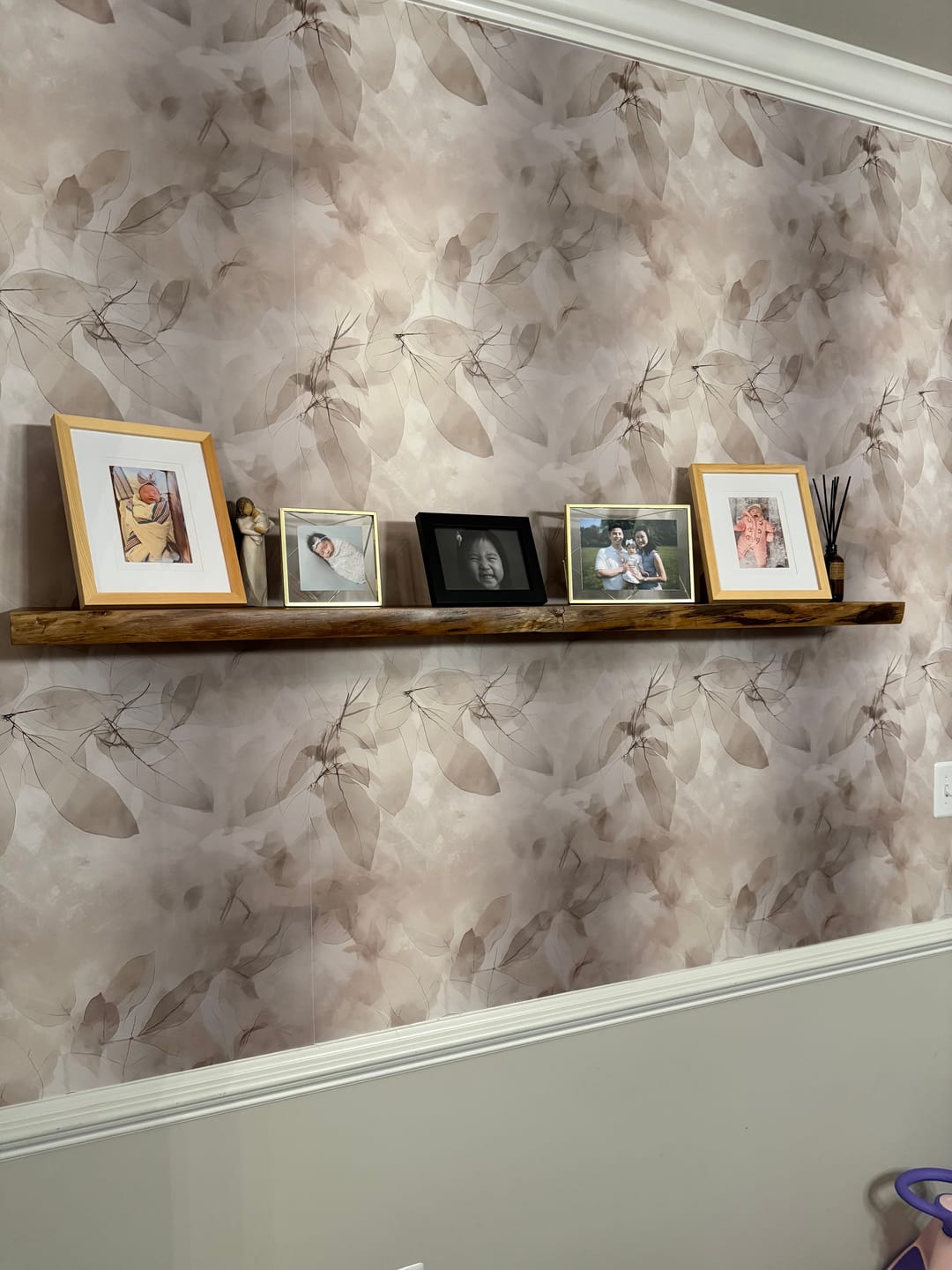 Customer photo review of Live Edge Walnut Floating Shelves