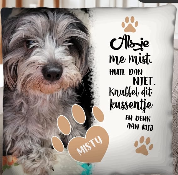 Customer photo review of Als je me mist - Gepersonaliseerd kussen