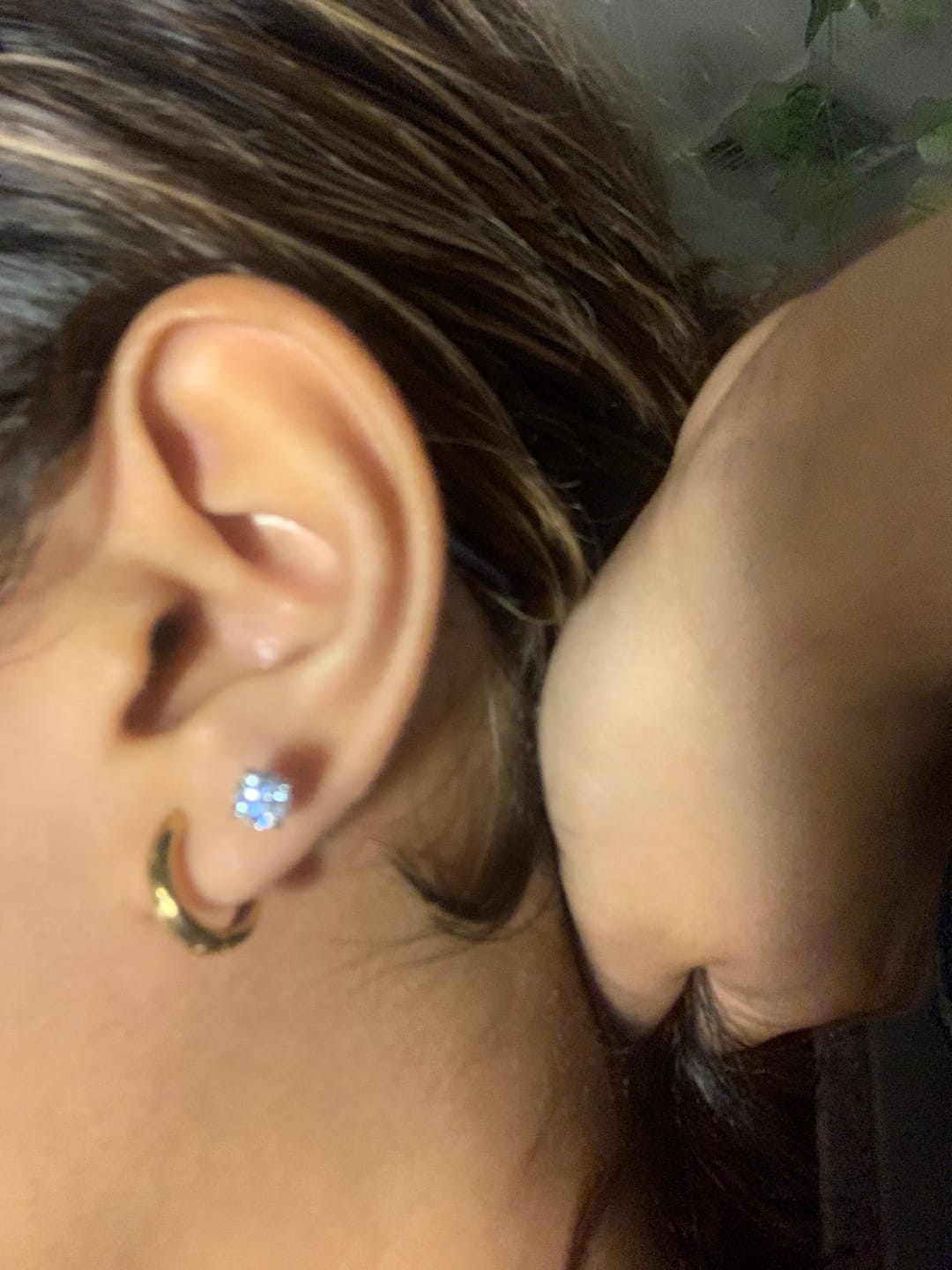 Customer photo review of Minimal Huggie Earrings