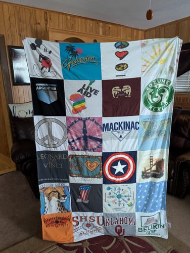 T-shirt quilt from sam houston state university, university of oklahoma by Patricia from TX