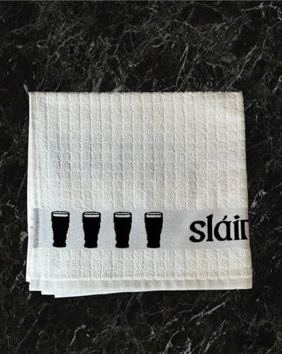 Customer photo review of Slainte Stouts Tea Towel