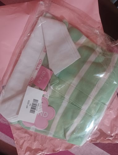 Customer photo review of Minty Stripes Polo Neck Tee