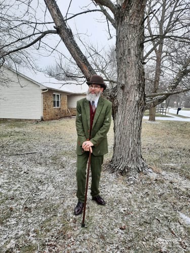 Customer photo review of Olive Green Check Tweed 3 Piece Suit