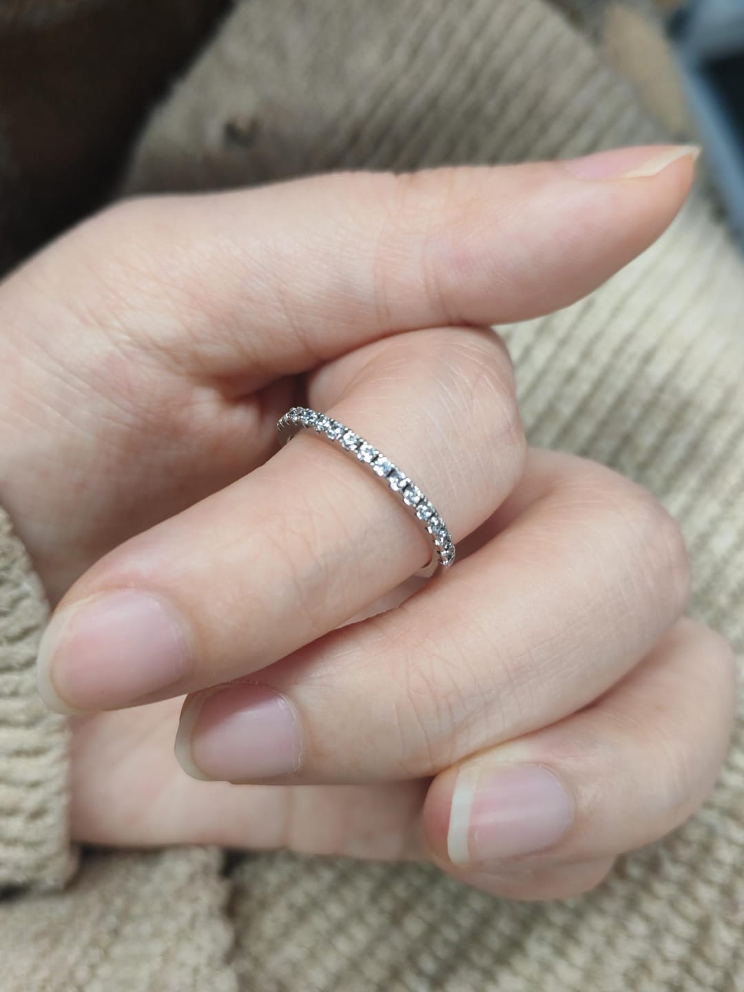 Customer photo review of S925 Louily Half Eternity Thin Women's Wedding Band In Sterling Silver Stackable Ring For Women