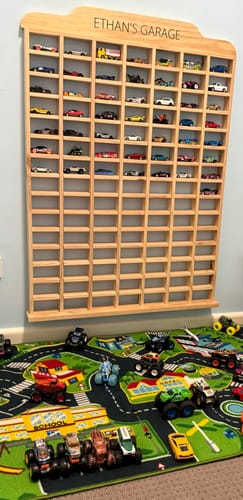 Customer photo review of Kids Car Garage Storage