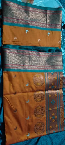 Customer photo review of Orange Woven Paithani Art Silk Saree