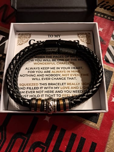 Customer photo review of To My Grandson | Braided Leather Bracelet Gift Set - SS514B