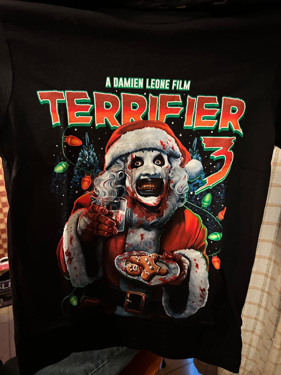 Customer photo review of Terrifier 3 Milk And Carnage T-Shirt