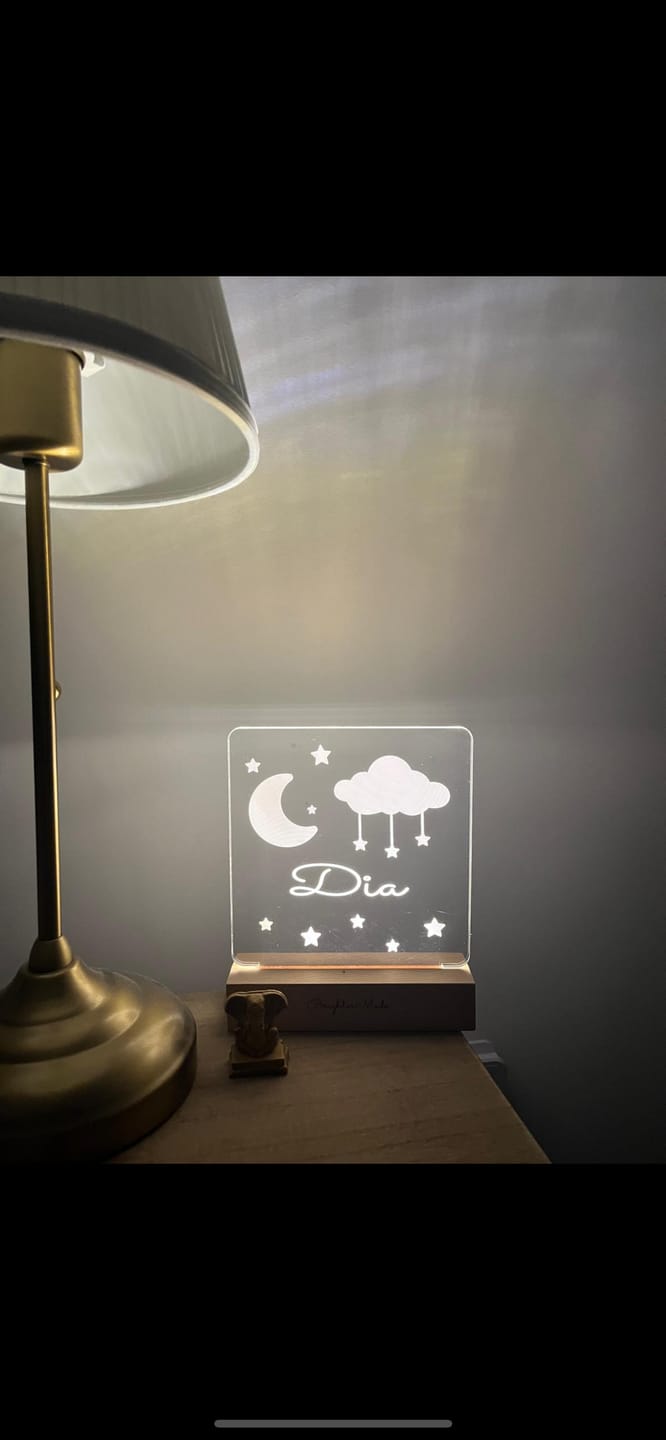 Customer photo review of Moon & Stars - Personalized Night Light