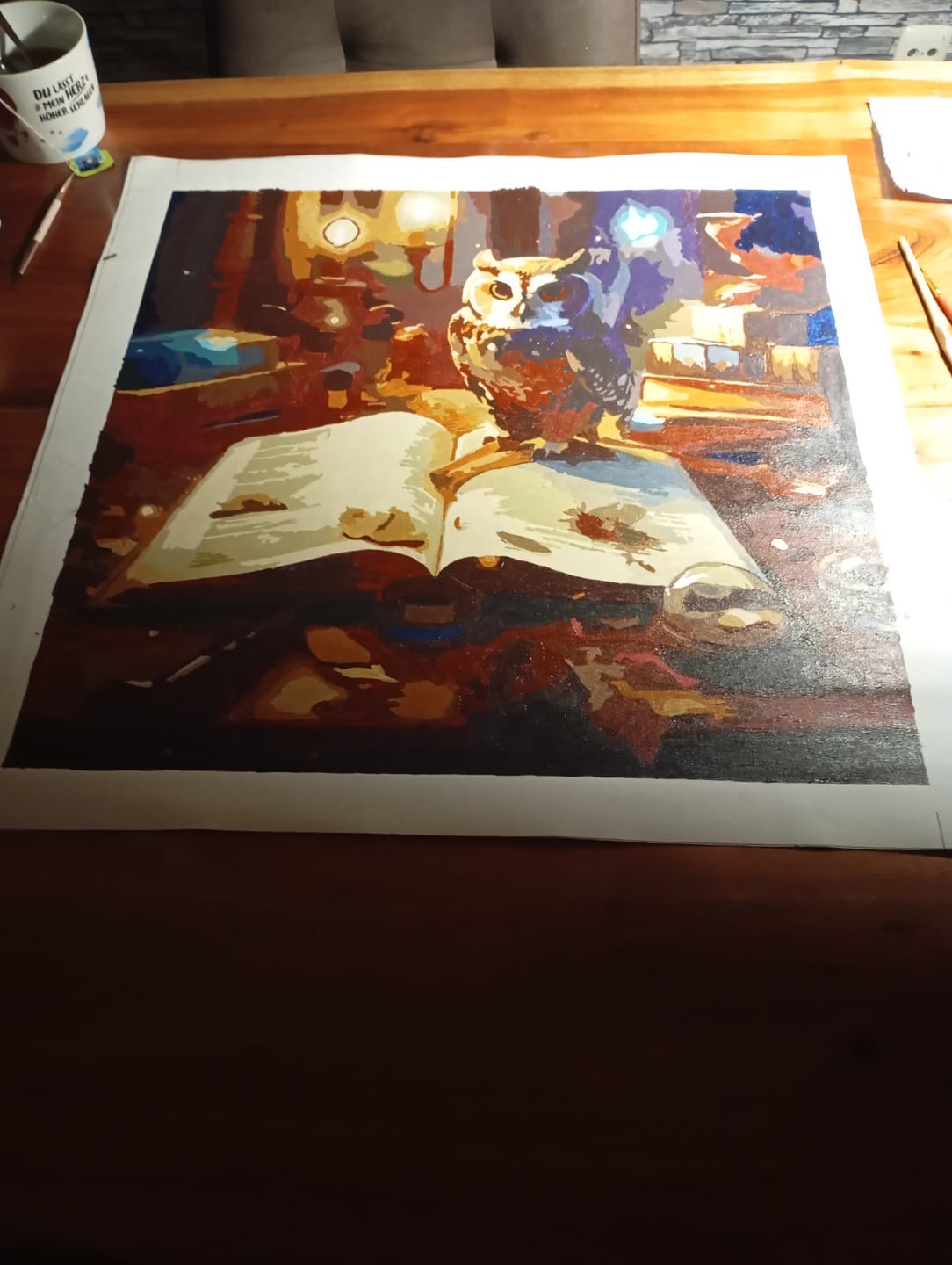 Customer photo review of Malen nach Zahlen - Eule mit Buch und Kerzen