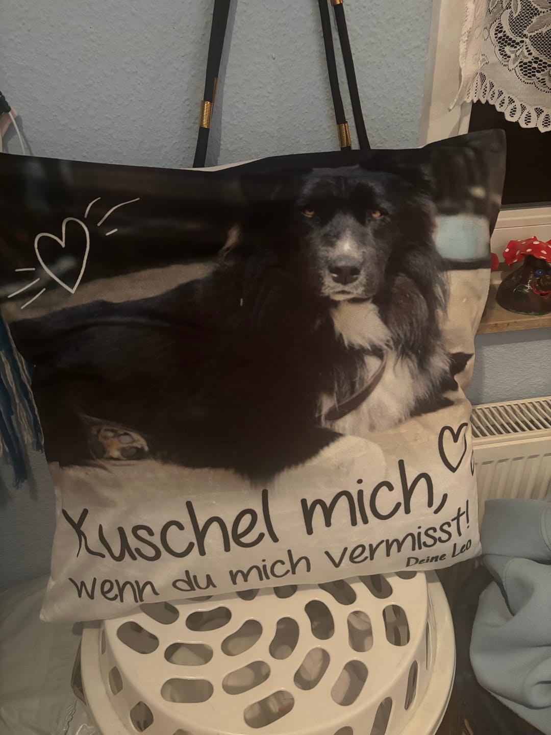 Customer photo review of Kuschel mich, wenn du mich vermisst - Individuelles Kissen