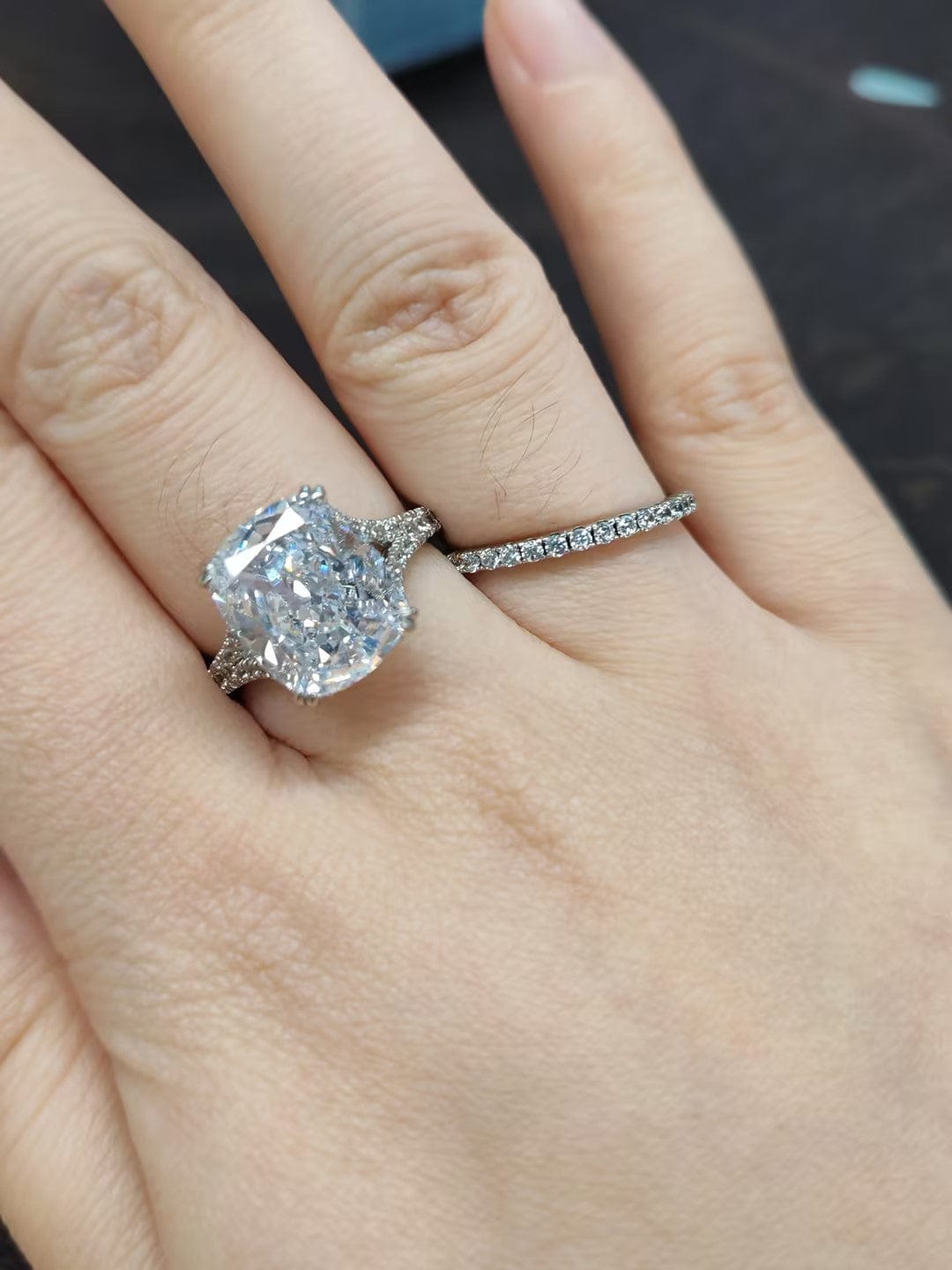 Customer photo review of S925 Louily Half Eternity Thin Women's Wedding Band In Sterling Silver Stackable Ring For Women