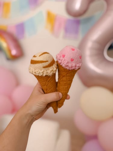 Customer photo review of Felt Ice Cream Set - Waffle Cones and 9 Ice Cream Scoops