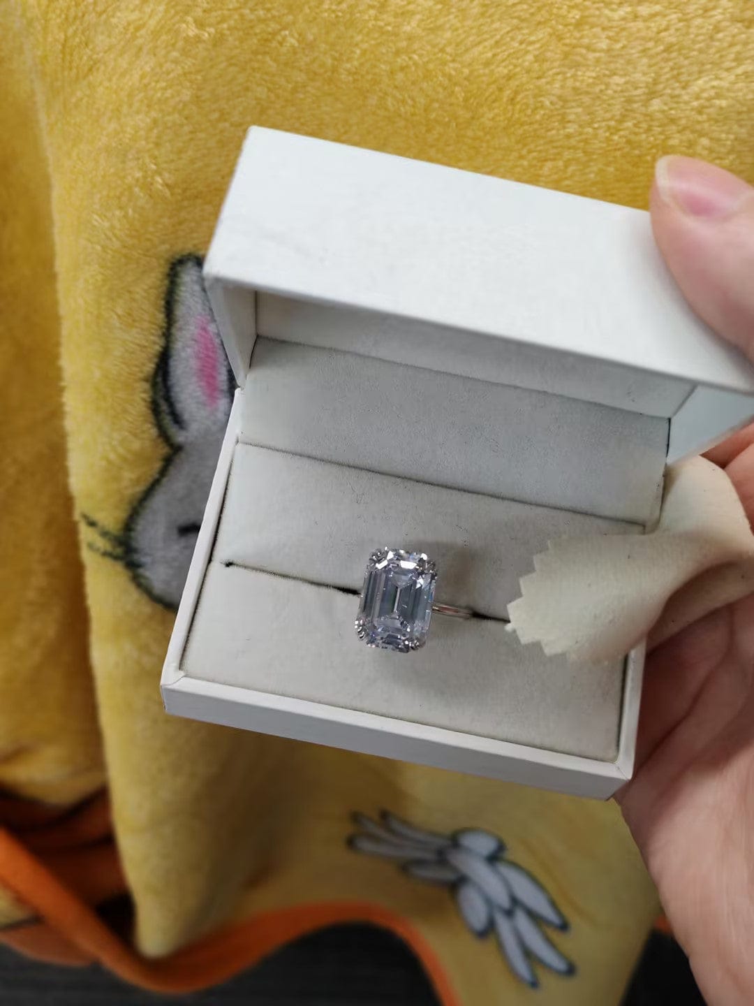 Customer photo review of S925 5.0/11.5 Ct Emerald Cut Engagement Ring In Sterling Silver Classic Everyday Wearable Ring