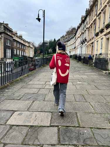 Customer photo review of Feel Good Cardigan - Red