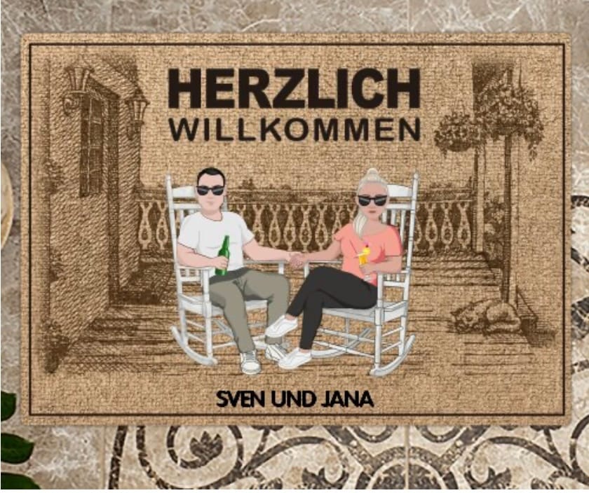 Customer photo review of Herzlich Willkommen - Paar-Fußmatte