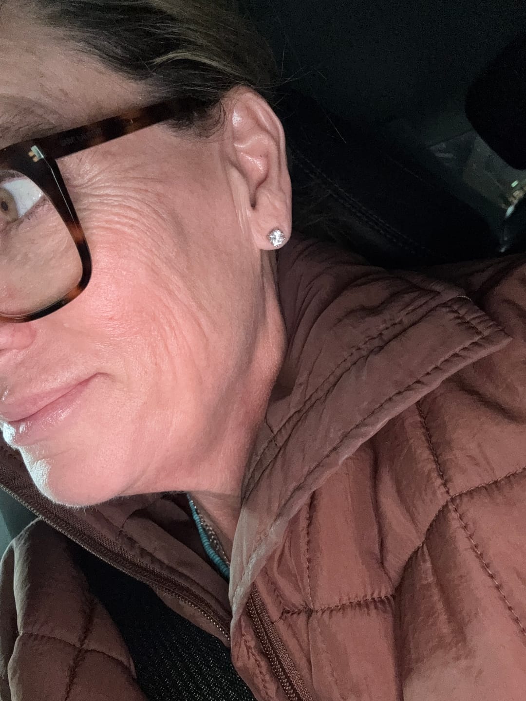 Customer photo review of Round Solitaire Stud Earrings - Moissanites
