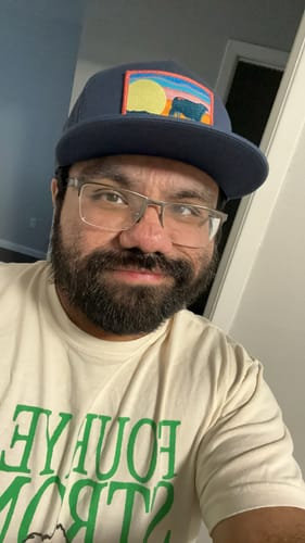 Customer photo review of Lazy J Ranch Navy Hereford Sky Classic Five Panel Trucker Hat