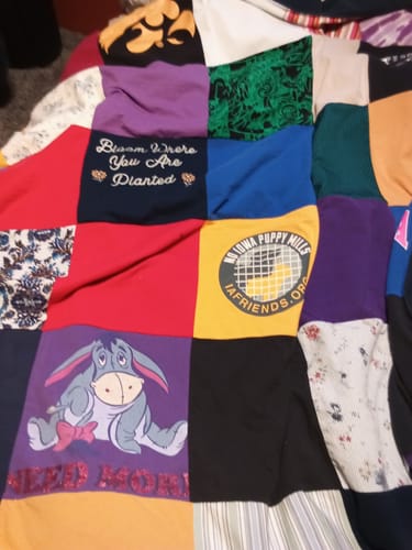 T-shirt quilt with animal rescue, pets themes by Corina from IA