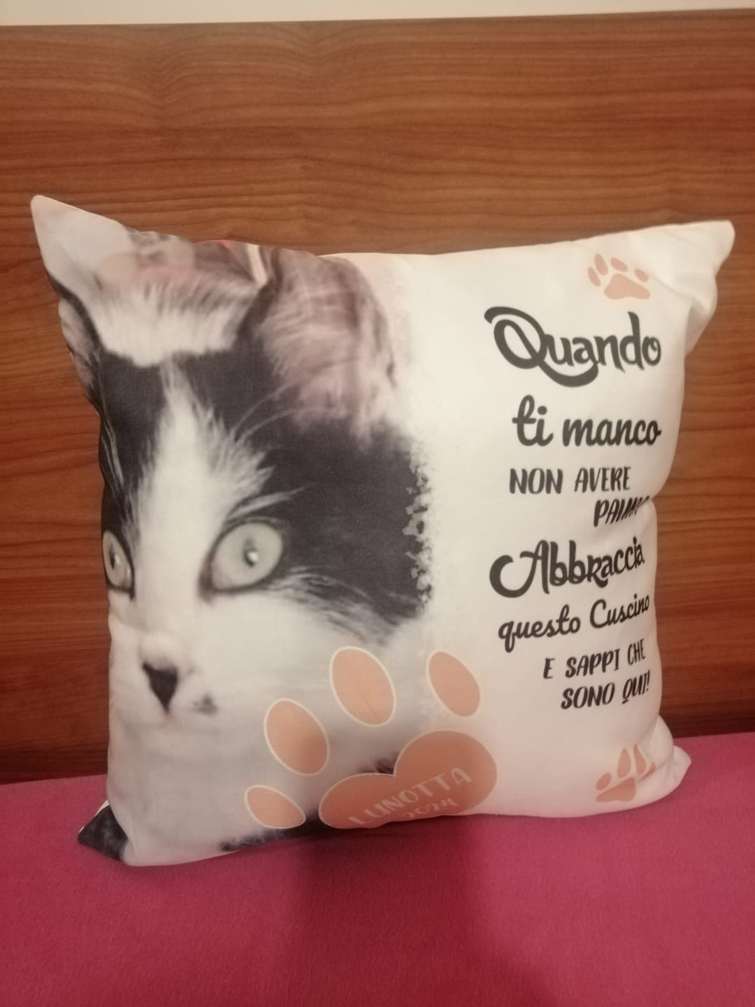 Customer photo review of Quando ti manco - Cuscino personalizzato