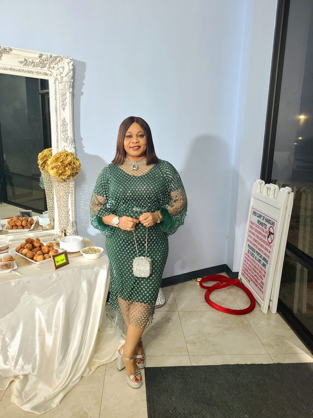 Customer photo review of MOMENTOUS FEATHER TRIM ACRYLIC EXCLUSIVE OCCASION DRESS (Green)