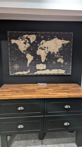 Customer photo review of Pinnable World Journey Map • Rustic Gold