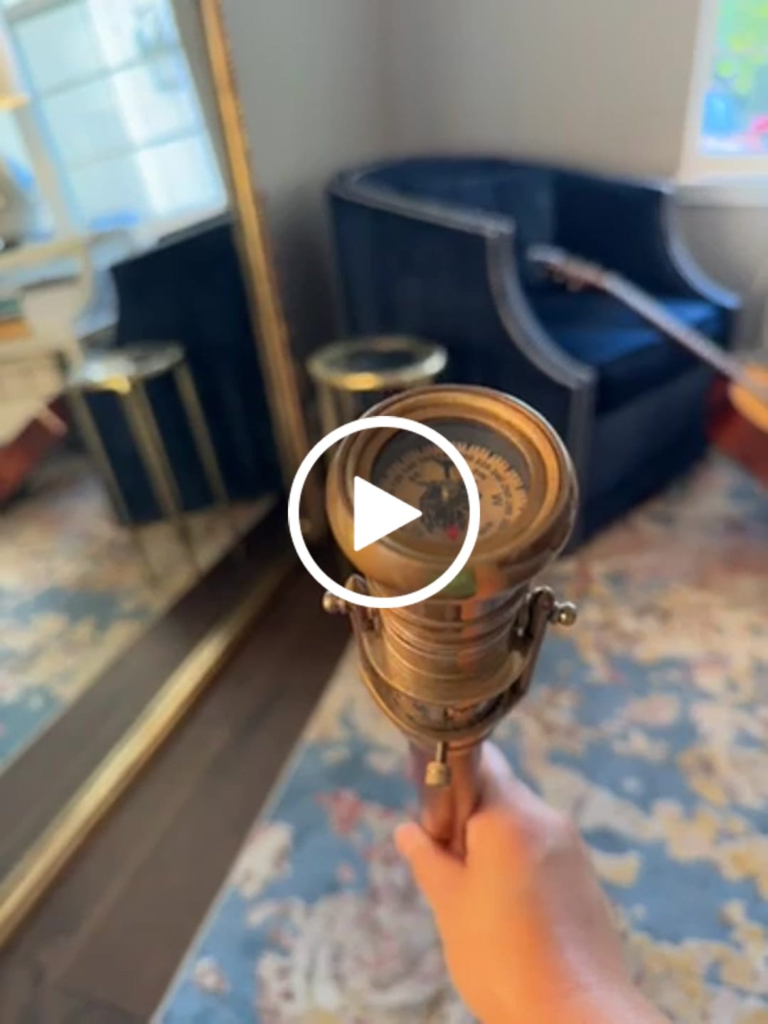 Customer video review of Brass Telescope & Compass Handle walking cane