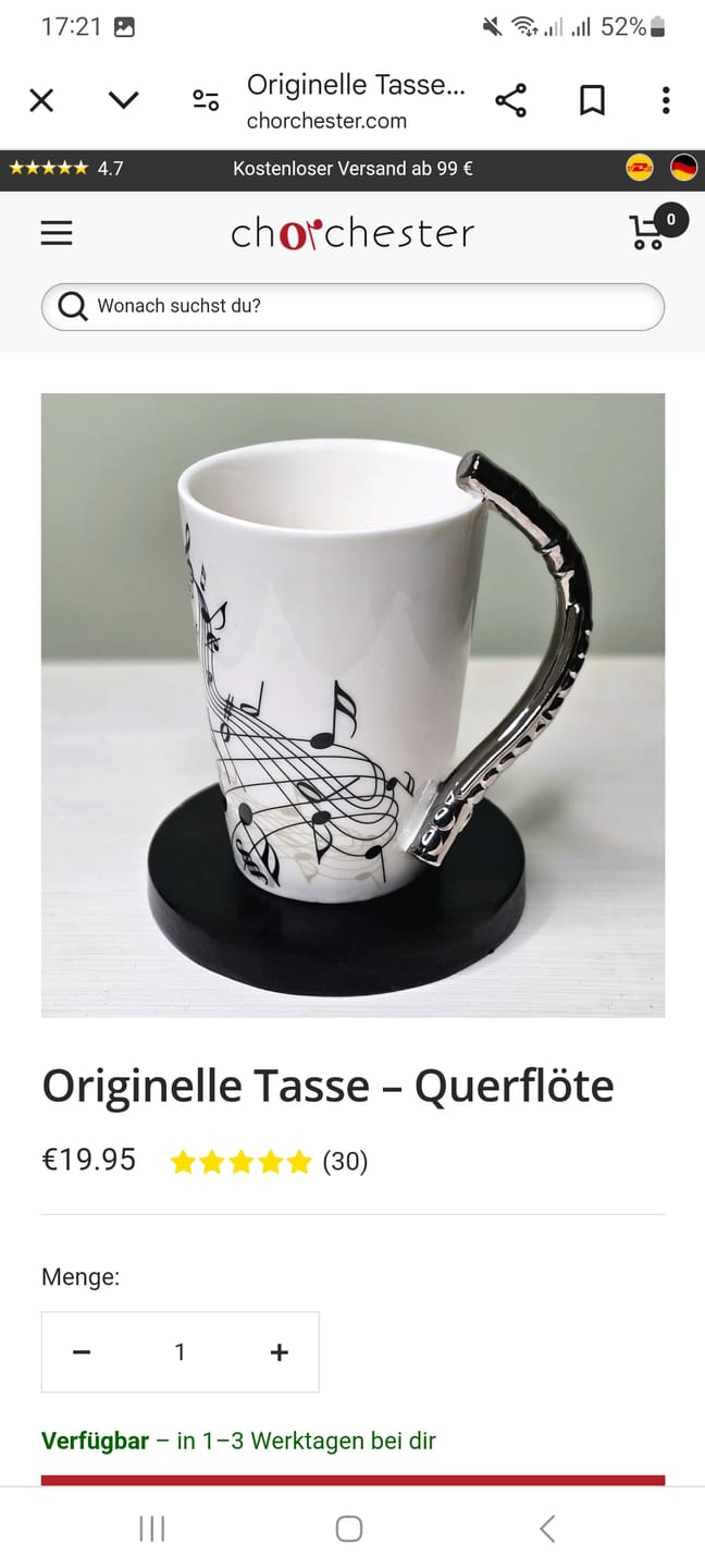 Customer photo review of Originelle Tasse – Querflöte