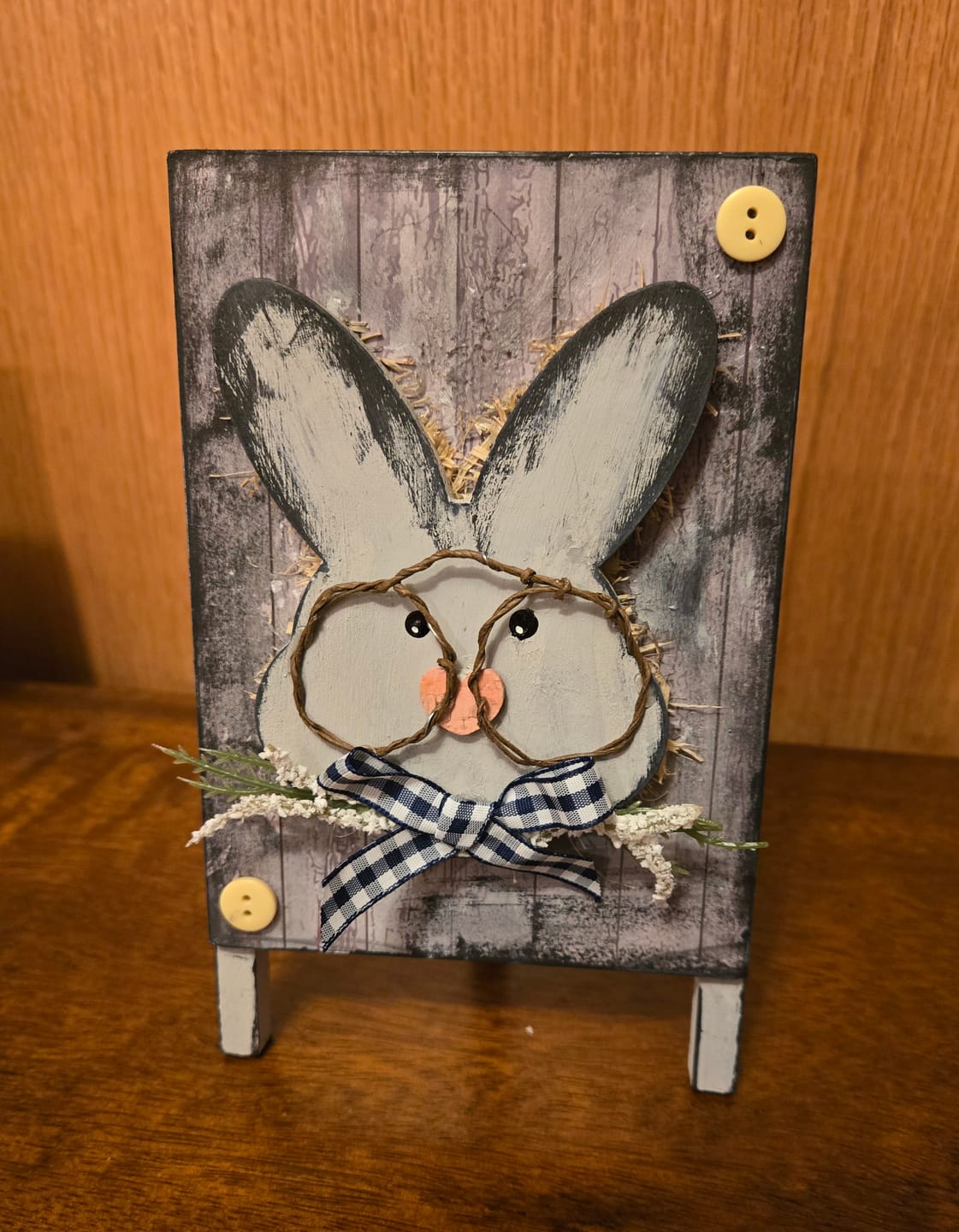 Customer photo review of Unfinished Wood Easter Bunny Head Shape - Craft - up to 24" DIY 4" / 1/4"
