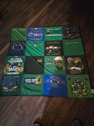 T-shirt quilt featuring notre dame football by David from TX