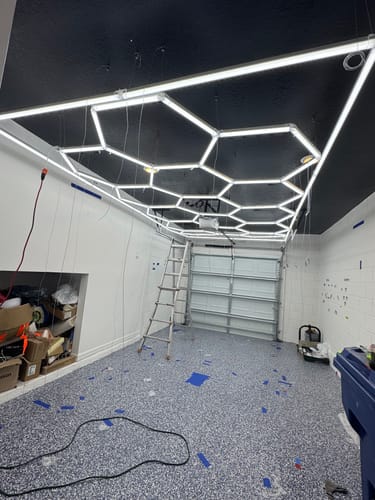 Customer photo review of Dimmable Hexagon Lights | Hex Garage
