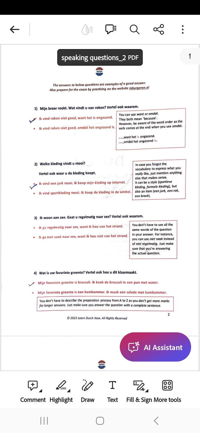 Customer photo review of A2 exam - Speaking