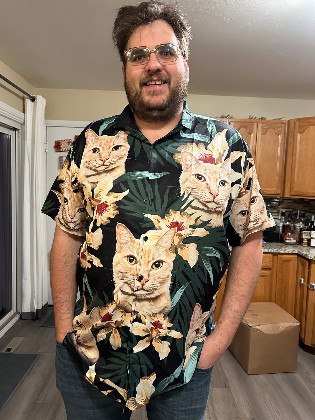 Customer photo review of Custom Hawaiian Shirt For Dog Lovers | Personalized Puppy Lovers Gift | Leaves & Flowers Pattern Dark Green Color Aloha Shirt