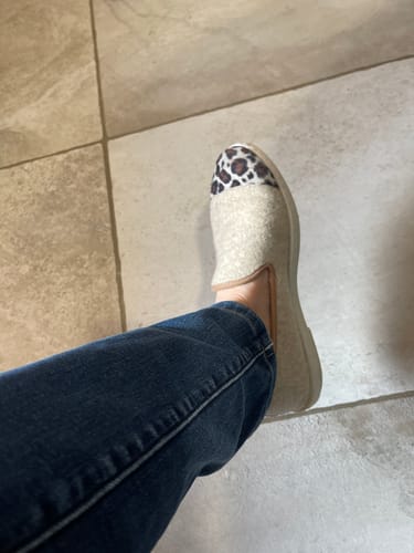 Avis photo d'un client sur Chausson femme laine, beige léopard