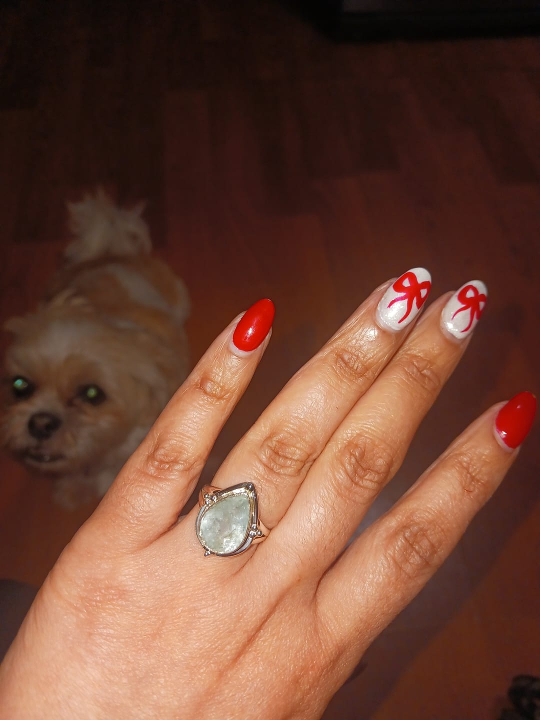 Customer photo review of Teardrop Aquamarine Ring Sterling Silver