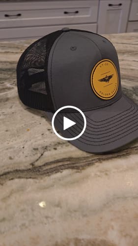 Customer video review of Custom Leather Patch Hats Richardson 112 Laser Engraved