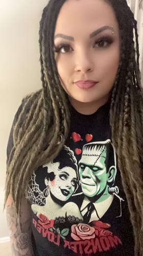 Customer photo review of Frankie & Liz Monster Lover Valentine's T-Shirt